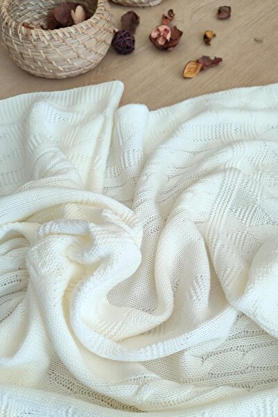 Sitilin Girl Boy Baby Unisex Cream Knitwear Fancy Baby Blanket STL6393