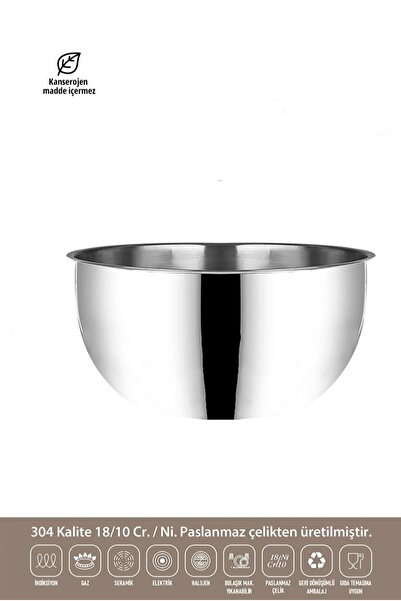 AHİR TİCARET Stainless Steel Mixer Mixing Bowl 3 Liters