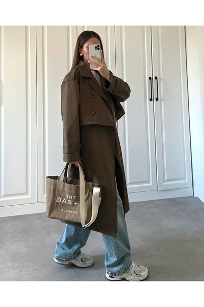 Parille TASARIM PARÇALI HEM YELEK HEM CROP HEMDE TRENÇKOT SİHİRLİ TRENÇKOT