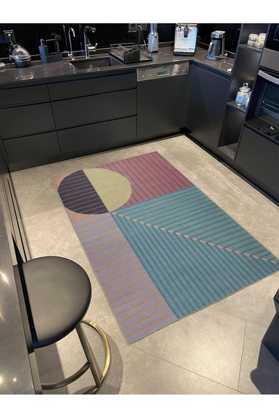 Rugs Modern Halı Modern Geometric Green Color Woven Base Carpet Miravip485