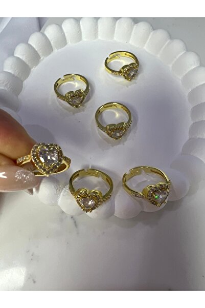 MISS BRIGHT خاتم قابل للتعديل على شكل قلب من حجر الزركون