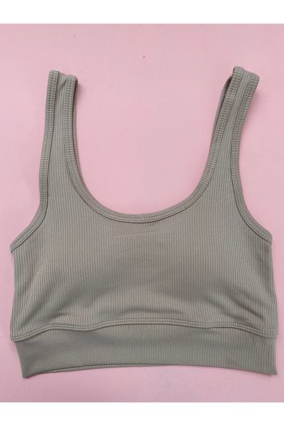 LEYNA BUTİK Women's Removable Padded Ribbed Fabric Wide Strap Taşgri Sport Tank Top