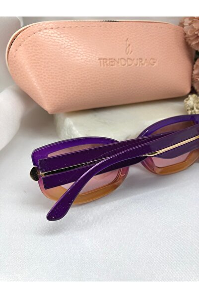 Di Caprio Gali Gold Detailed Purple Orange Gradient Women's Sunglasses