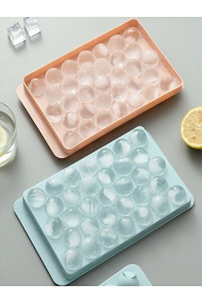 İBOVİA Küre Buz Kalıbı Kapaklı 33 Hazneli Yuvarlak Buz Kalıbı Kokteyl Sunum B...