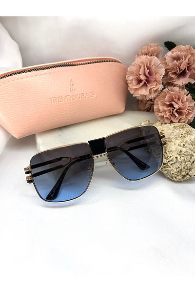 Di Caprio Fery Square Rectangle Blue Women's Sunglasses