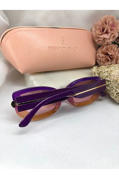 Di Caprio Gali Gold Detailed Purple Orange Gradient Women's Sunglasses