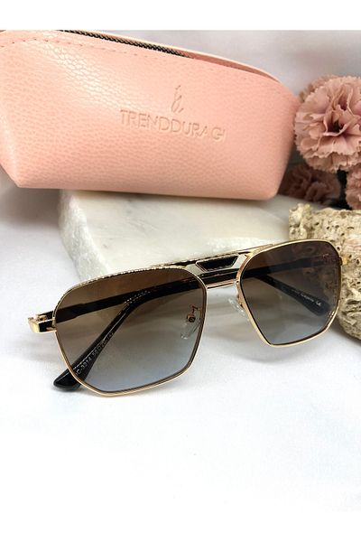 Di Caprio Kent Retro Light Brown Women's Sunglasses
