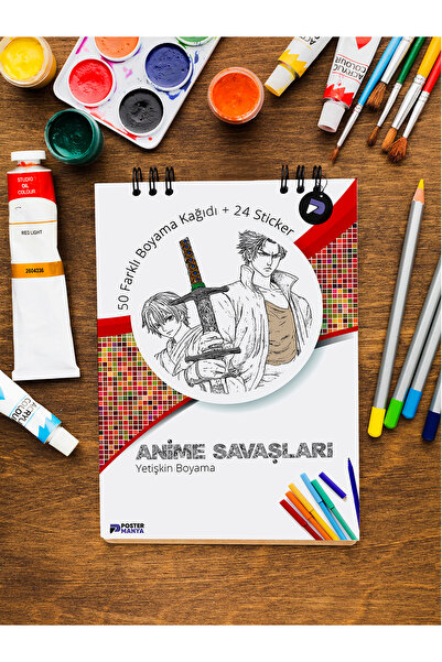 Postermanya Anime Savaşları Manga Yetişkin Boyama Kitabı, Anime Mandala Boyam...