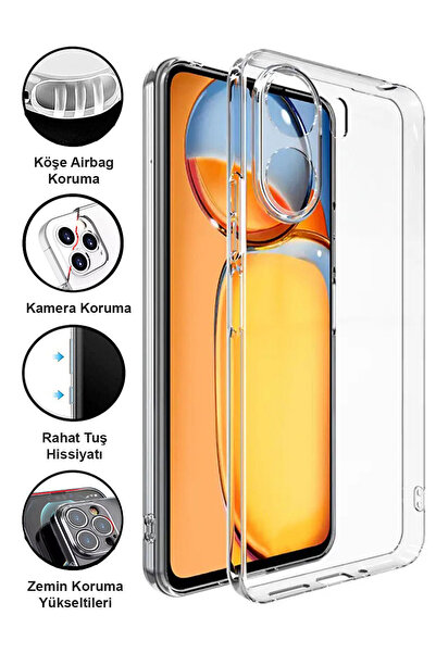 CEPSTOK Xiaomi Redmi 13C Kılıf Şeffaf Kamera Korumalı Esnek Yumuşak Silikon
