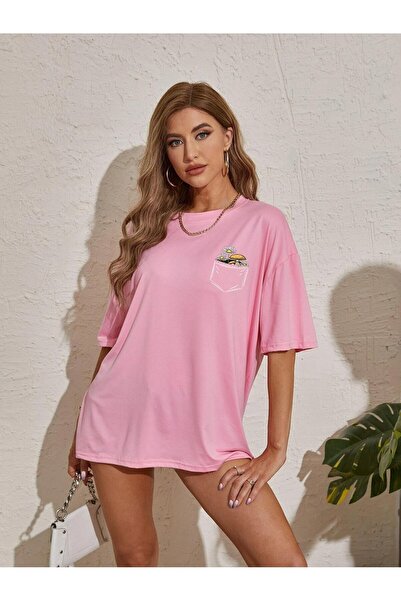 blausee wear Γυναικείο μπλουζάκι Floral με τύπωμα oversized (Wide Fit)