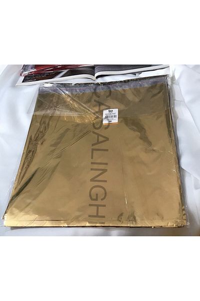 bisaccia Shiny Gold Gift Wrap Metalized Gold Yellow Bag with Tape 30x35 cm - 1 Pack (100 Pieces)
