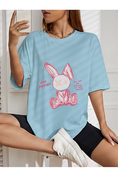 aynewmoda тениска с овърсайз принт на заек