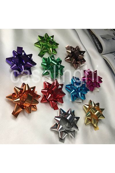 bisaccia Shiny Metallic Bow - Mixed Color, Star Gift Pack, 100 Pieces of Decorations