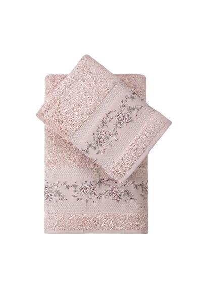 Pupilla Collection Rönesans Bambu 2'Li Banyo Havlu Seti (50*90+70*140) - Pudra