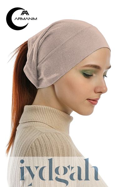 IYDGAH Πρακτικό καπό μακρύ σωλήνα Hijab Bonnet Ready Plug Tube Bonnet Bandana Φαρδιά ζώνη μαλλιών Απλό μπεζ