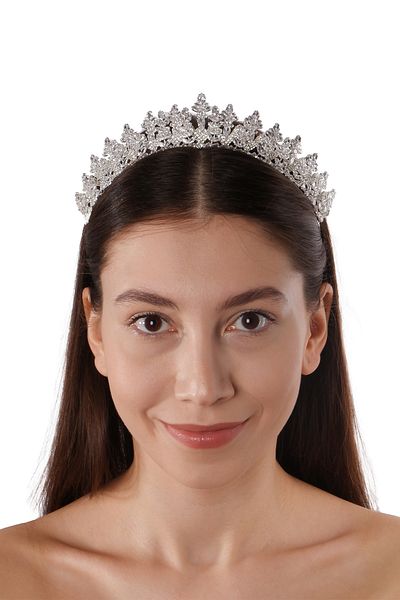 Hayalperest boncuk Shiny Zircon Stone Women's Bridal Crown - Special Design