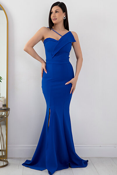 PULLIMM Rochie de seară lungă cu perle cu fantă 13218