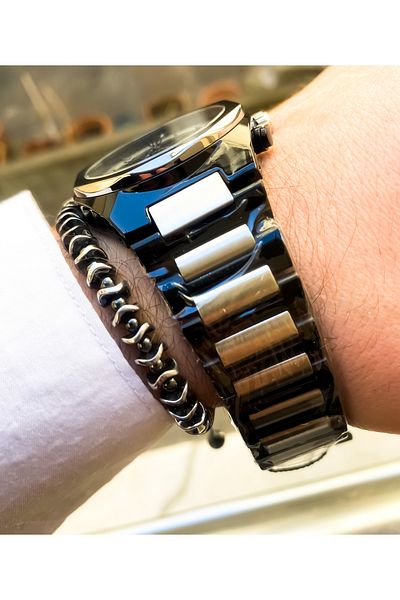 Reward Steel Calendar Men's Wrist Watch with Bracelet Gift