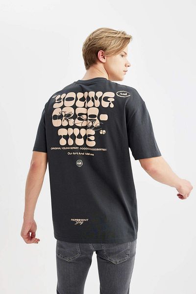 DeFacto Ανθρακί Ανδρικό T-Shirt - B4370ax/ar231