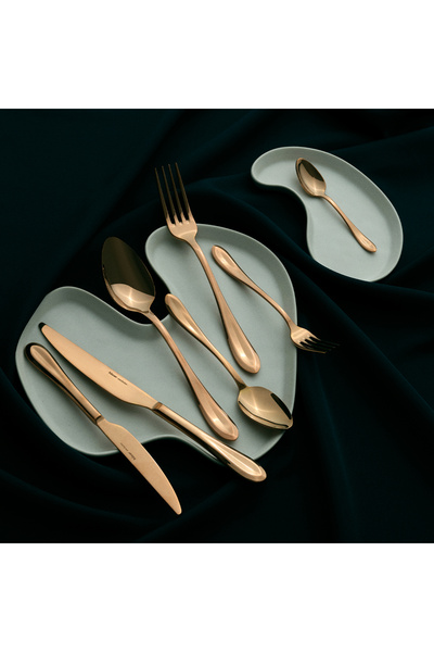 Hisar Tuscany Titanium Bronze 84 Pieces - 12 Person Fork Spoon Knife Set