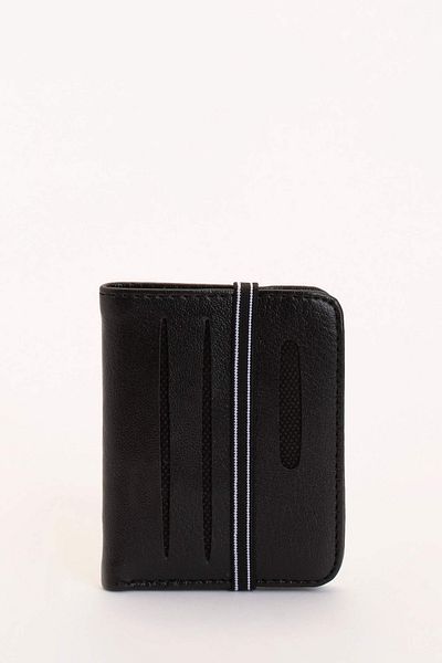 desized Unisex Μαύρη Vegan Δερμάτινη θήκη για κάρτες - Super Slim, ελαστικό πορτοφόλι με πολλά διαμερίσματα