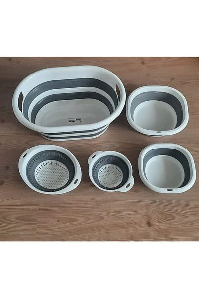 Bee Home Set of 2 Basins and 2 Strainers - Folding Laundry Basket