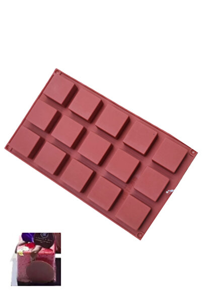 PASTRY PLANET Brown Silicone Square Cake Mold (15 Compartments)