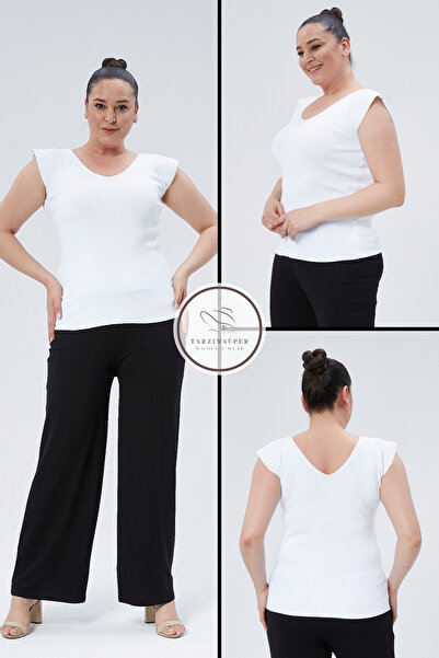 tarzımsüper Αμάνικη πλεκτή μπλούζα New Season με ελαστικό και ανάγλυφο στους ώμους - Plus Size