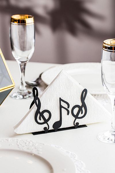 Doreline Note Motif Desktop Decorative Napkin Holder Towel Holder Black (dimension: 12 X 8)