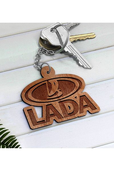 Bk Gift Wooden Keychain with Lada Logo-1