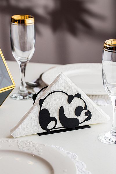 Doreline Panda Motif Desktop Decorative Napkin Holder Towel Holder Black (dimensions: 11 X 8.5)