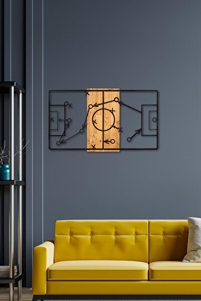 Doreline Doreart Ball Court Ahşap & Metal Duvar Tablosu, Ev Ofis Duvar Panosu