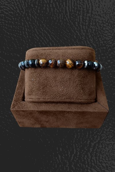 MGA DOĞAL TAŞ Tiger eye stone Shiny Onyx Stone bracelet Hematite disc stone bracelet