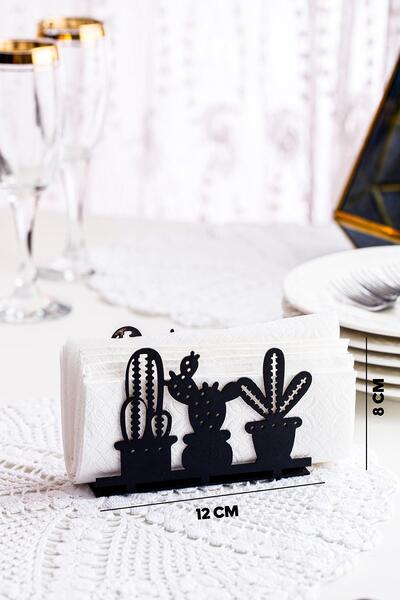 Doreline Cactus 2 Motif Desktop Decorative Napkin Holder Towel Holder Black (dimensions: 12 X 8)