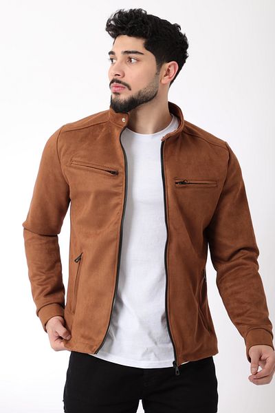 Stilkombin Hakim Collar Suede Seasonal Coat - Chest Zippered PLDP 2904_60061