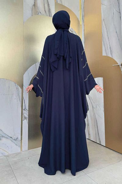 Bym Fashion Σετ Φόρεμα Φωτιστικό Λεπτομερές Κεντητό Πέτρα 8500 Ναυτικό Μπλε
