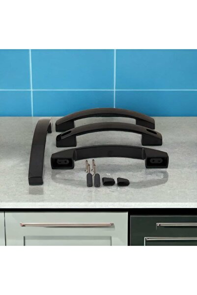 ÇEÇEN HOME (4 Pieces) Shower Cabin Moon Thick Handle Black 20 CM