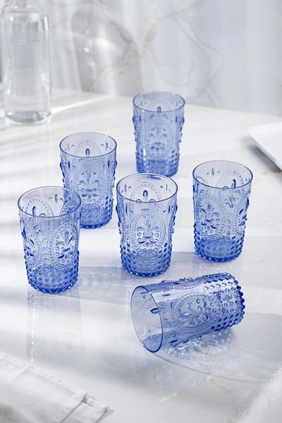 Depa Acrylic Blue 6-Piece Short Cup & Water Soft Drink Coffee Side Cup 400 ml (Not Glass)