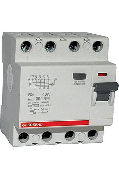 Federal Elektrik الفيدرالي - الحماية الحالية من التسرب 4X40 30MA 10KA - 9FA-H1104-0040