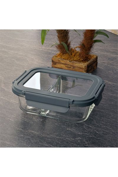 Tohana Locked Glass Storage Container Two Compartments