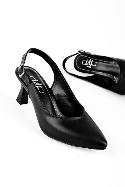 Lal Shoes & Bags Cei mai buni pantofi cu toc pentru femei, deschiși față în V-spate, negru