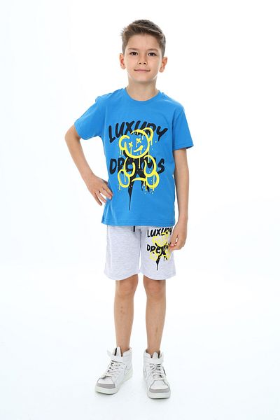 e-çocuk Luxury Printed Boy's Set - Top and Bottom Set 24003