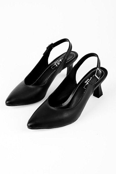 Lal Shoes & Bags Cei mai buni pantofi cu toc pentru femei, deschiși față în V-spate, negru