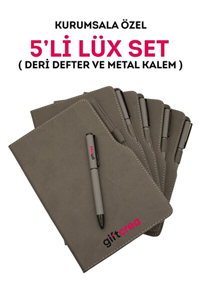 giftcrea Kurumsal Firmalara Özel Baskılı Özelleştirilebilir, 5'li Deri Defter...