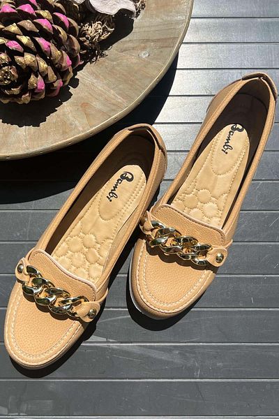 Bambi Γυναικεία Loafer Shoes Camel01590046709