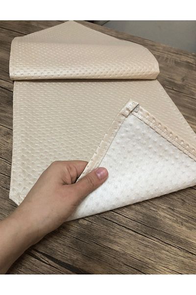 turkanlarhome Διακοσμητικό Δερμάτινο Runner 115x33 εκ. κρέμα με σχέδιο