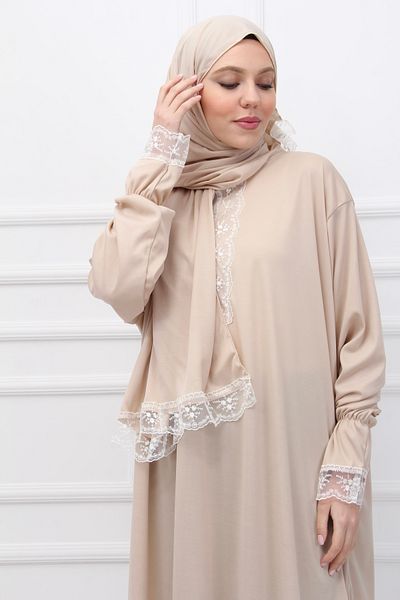 Kutay Collection فستان صلاة نسائي قطعة واحدة مع شال ذاتي