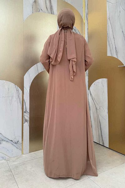 Bym Fashion Σετ φόρεμα Pearl Detailed Abaya 8493 Mink