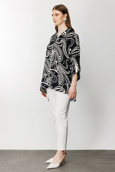 Ekol Patterned Blouse with Epaulettes