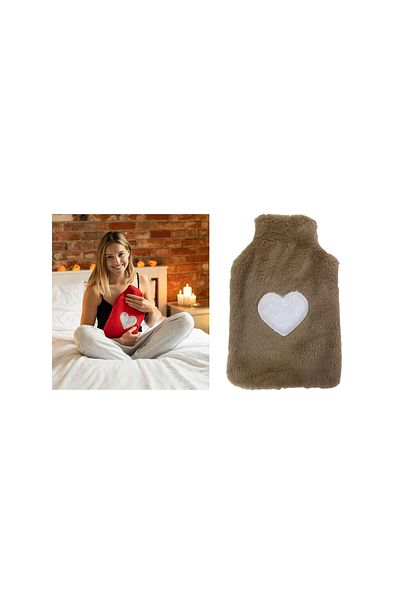 Sia HOT WATER BAG PLUSH HEART, BEIGE THERMOFOR 29x17CM 750ml